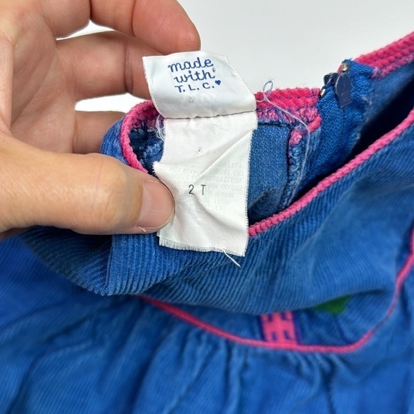 Vintage Hartstrings Blue Corduroy Jumper Dress Size 2T - Picture 6 of 7